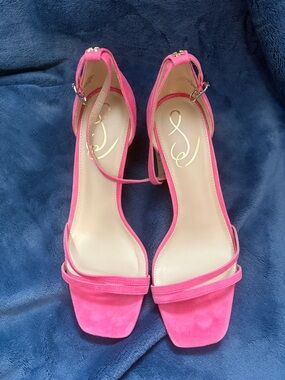 Sam Edelman Hot Pink Suede Ankle-Strap Heels